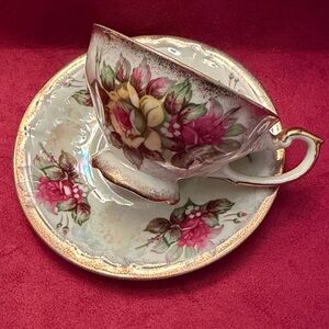 Vintage Sonsco iridescent Floral Teacup and Saucer Set